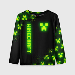 Лонгслив детский MINECRAFT NEON LOGO CREEPER, цвет: 3D-принт