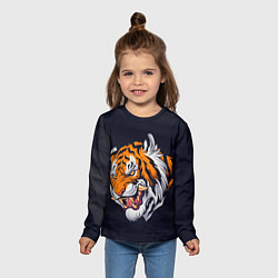Лонгслив детский Саблезубый тигр голова, цвет: 3D-принт — фото 2