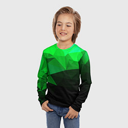 Лонгслив детский Изумрудный Зеленый Геометрия, цвет: 3D-принт — фото 2