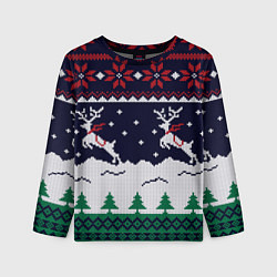 Лонгслив детский СВИТЕР С ОЛЕНЯМИ DEER SWEATER, цвет: 3D-принт