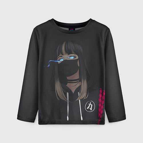 Детский лонгслив Девочка в маске / 3D-принт – фото 1