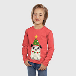 Лонгслив детский Новогодний Мопс Пёсик, цвет: 3D-принт — фото 2