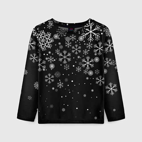 Детский лонгслив Снежинки - С Новый год / 3D-принт – фото 1