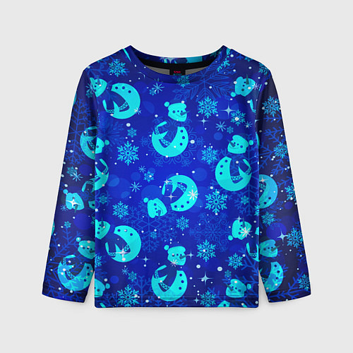 Детский лонгслив Заморозки Снеговики во льдах / 3D-принт – фото 1