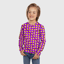 Лонгслив детский Фиолетовый Фон с Желтыми Квадратами Иллюзия Движен, цвет: 3D-принт — фото 2