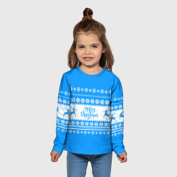 Лонгслив детский MERRY CHRISTMAS BLUE, цвет: 3D-принт — фото 2