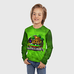 Лонгслив детский Minecraft Logo Green, цвет: 3D-принт — фото 2