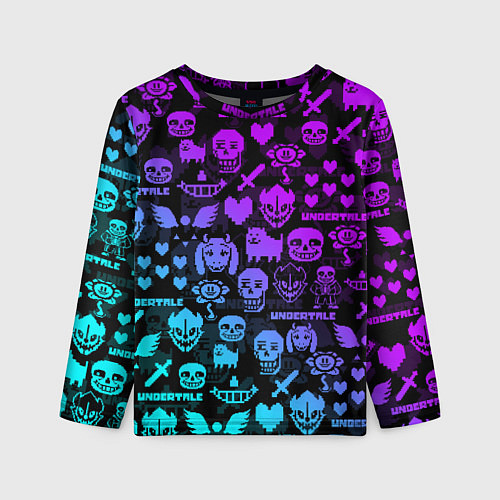 Детский лонгслив UNDERTALE NEON PATTERN УЗОР / 3D-принт – фото 1