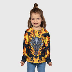 Лонгслив детский Маска тигра в огне, цвет: 3D-принт — фото 2