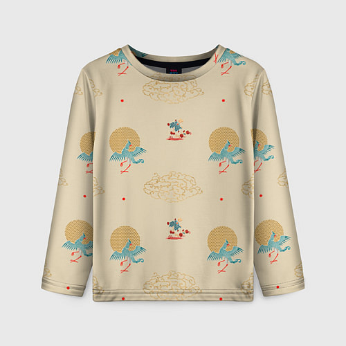 Детский лонгслив Китайский орнамент Феникс / 3D-принт – фото 1
