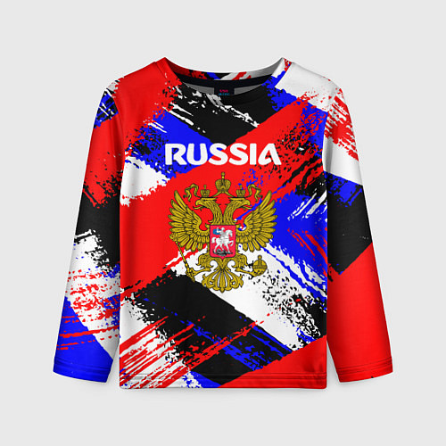 Детский лонгслив Russia Геометрия патриотизм / 3D-принт – фото 1