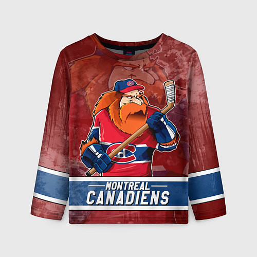 Детский лонгслив Монреаль Канадиенс, Montreal Canadiens Маскот / 3D-принт – фото 1