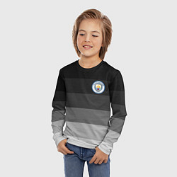 Лонгслив детский Манчестер Сити, Manchester City, Серый градиент, цвет: 3D-принт — фото 2