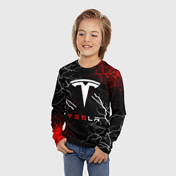 Лонгслив детский Tesla Трещины с молниями, цвет: 3D-принт — фото 2