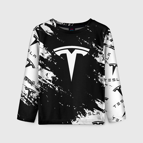 Детский лонгслив Tesla logo texture / 3D-принт – фото 1