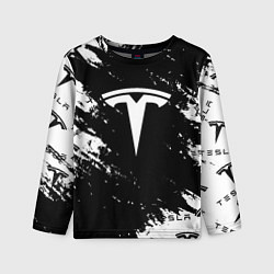 Детский лонгслив Tesla logo texture