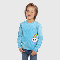 Лонгслив детский Облачко на голубом мехе с радугой парная, цвет: 3D-принт — фото 2