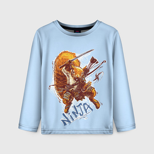 Детский лонгслив Крейзи белка-ниндзя / 3D-принт – фото 1