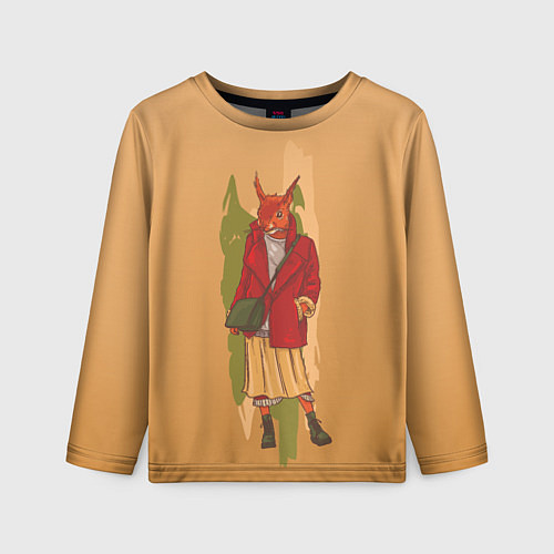 Детский лонгслив Белка на стиле / 3D-принт – фото 1