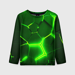 Лонгслив детский 3D ПЛИТЫ НЕОН NEON GREEN HEXAGON РАЗЛОМ, цвет: 3D-принт