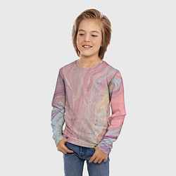 Лонгслив детский Мраморный дизайн с розовыми, синими и желтыми цвет, цвет: 3D-принт — фото 2