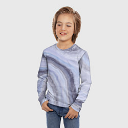 Лонгслив детский Дизайн с эффектом мрамора синего цвета, цвет: 3D-принт — фото 2