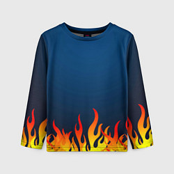 Лонгслив детский Пламя огня синий фон, цвет: 3D-принт