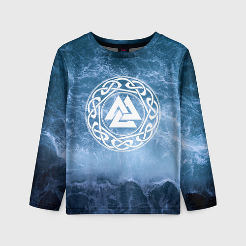 Детский лонгслив Валькнут символ Бога Одина 3D / 3D-принт – фото 1