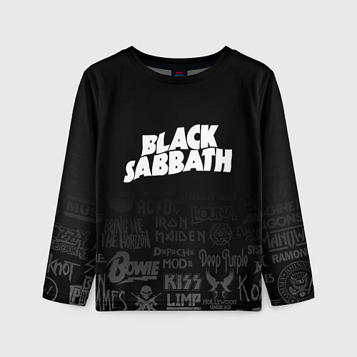 Детский лонгслив Black Sabbath логотипы рок групп / 3D-принт – фото 1
