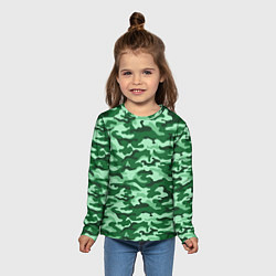 Лонгслив детский Зеленый монохромный камуфляж, цвет: 3D-принт — фото 2