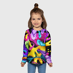 Лонгслив детский Пляжный паттерн Summer, цвет: 3D-принт — фото 2