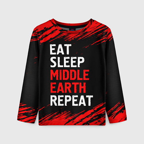 Детский лонгслив Eat Sleep Middle Earth Repeat Краски / 3D-принт – фото 1