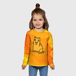 Лонгслив детский Рисованный желтый кот, цвет: 3D-принт — фото 2