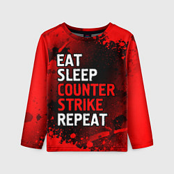 Лонгслив детский Eat Sleep Counter Strike Repeat Брызги, цвет: 3D-принт