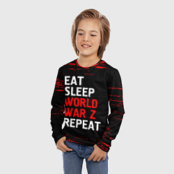 Лонгслив детский Eat Sleep World War Z Repeat - Краска, цвет: 3D-принт — фото 2