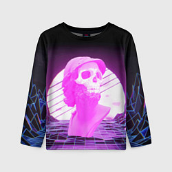 Лонгслив детский Vaporwave Skull Психоделика, цвет: 3D-принт