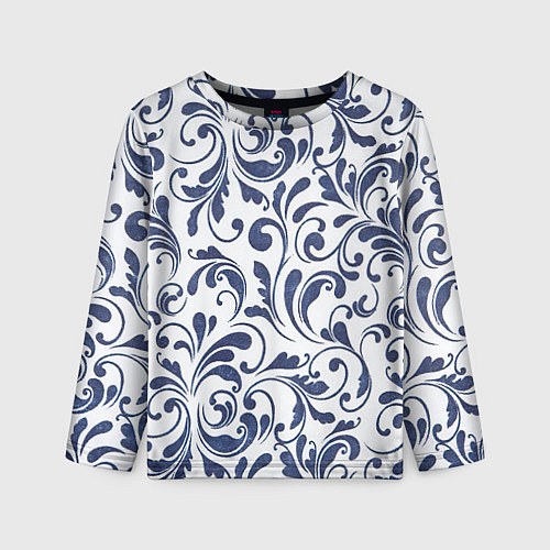 Детский лонгслив Гжелевый рисунок / 3D-принт – фото 1