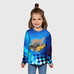 Лонгслив детский Желтая классическая машина, цвет: 3D-принт — фото 2