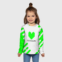 Лонгслив детский Undertale сердце зелёное, цвет: 3D-принт — фото 2