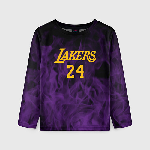 Детский лонгслив Lakers 24 фиолетовое пламя / 3D-принт – фото 1
