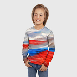 Лонгслив детский Флаг России в красках, цвет: 3D-принт — фото 2