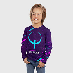 Лонгслив детский Символ Quake в неоновых цветах на темном фоне, цвет: 3D-принт — фото 2