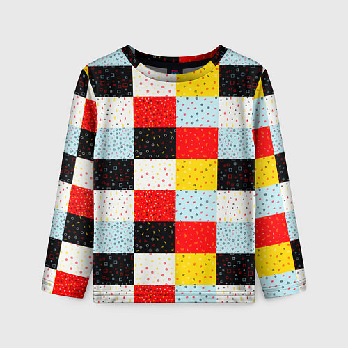 Детский лонгслив MULTICOLORED SQUARE MOSAIC / 3D-принт – фото 1