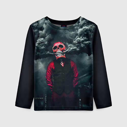 Детский лонгслив Smoke Дым Skull / 3D-принт – фото 1