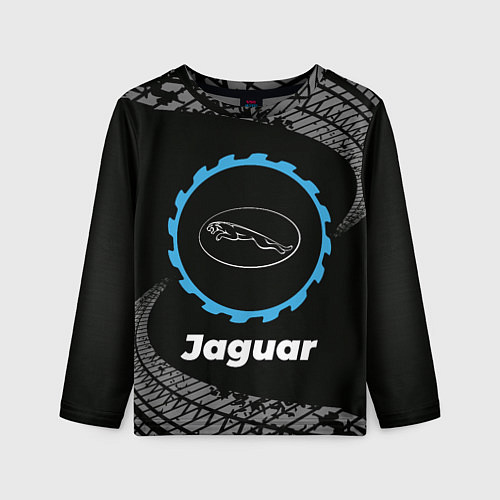 Детский лонгслив Jaguar в стиле Top Gear со следами шин на фоне / 3D-принт – фото 1