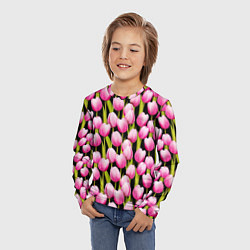 Лонгслив детский Цветы Розовые Тюльпаны, цвет: 3D-принт — фото 2