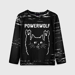 Детский лонгслив Группа Powerwolf и Рок Кот