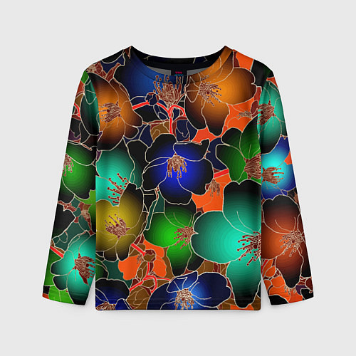 Детский лонгслив Vanguard floral pattern Summer night Fashion trend / 3D-принт – фото 1