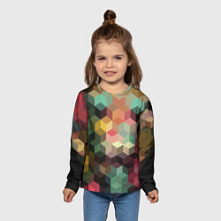 Лонгслив детский Разноцветный геометрический узор 3D, цвет: 3D-принт — фото 2