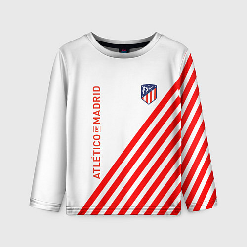 Детский лонгслив Atletico madrid красные полосы / 3D-принт – фото 1